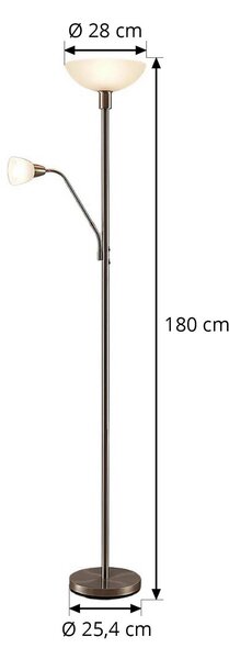 Lindby Jost mennyezeti lámpa, 180 cm, nikkel színű, olvasólámpa, Alu / szürke / cink, Nappali / Étkező, fém, Modern