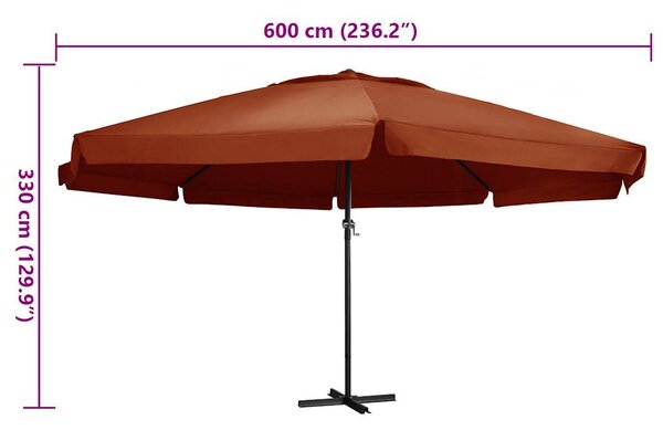 Terrakotta kültéri napernyő alumíniumrúddal 600 cm