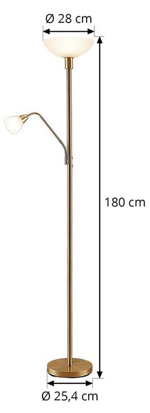 Lindby Jost mennyezeti lámpa, 180 cm, sárgaréz, olvasólámpa, E27, Sárgaréz / arany, Nappali / Étkező, fém
