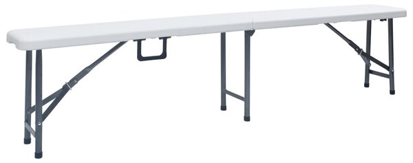 2 db fehér összecsukható HDPE kerti pad 180 cm