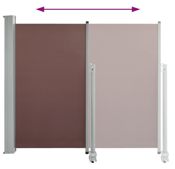 Barna behúzható oldalsó teraszi napellenző 120 x 300 cm