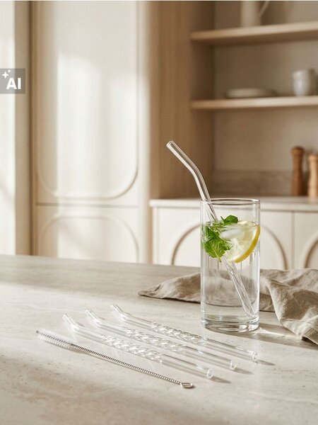 Sinsay - Szívószál készlet tisztítóval 5 pack - clear