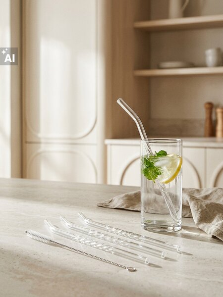 Sinsay - Szívószál készlet tisztítóval 5 pack - clear
