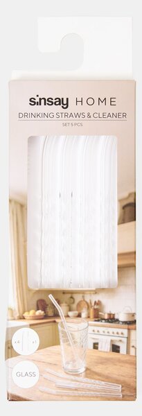 Sinsay - Szívószál készlet tisztítóval 5 pack - clear
