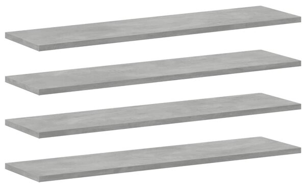4 db betonszürke szerelt fa könyvespolc lap 80 x 20 x 1,5 cm