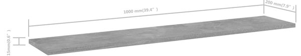 4 db betonszürke szerelt fa könyvespolc 100 x 20 x 1,5 cm