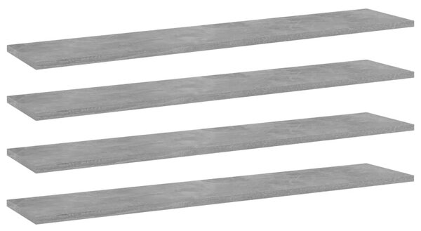4 db betonszürke szerelt fa könyvespolc 100 x 20 x 1,5 cm