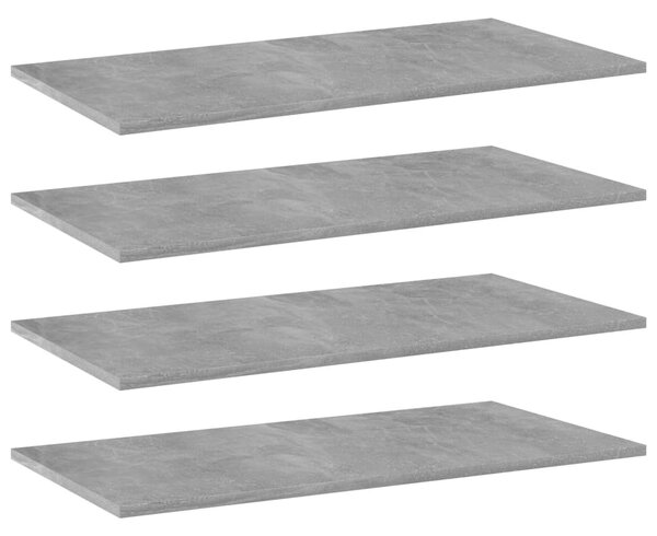 4 db betonszürke szerelt fa könyvespolc lap 80 x 40 x 1,5 cm