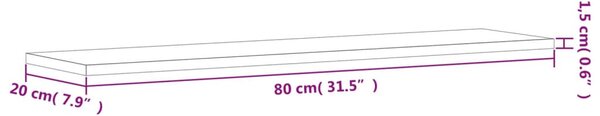 4 db betonszürke szerelt fa könyvespolc lap 80 x 20 x 1,5 cm