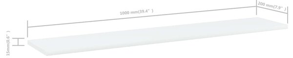 4 db fehér szerelt fa könyvespolc 100 x 20 x 1,5 cm