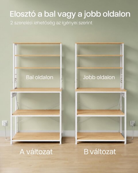 VASAGLE BARNET konyhai állvány 4 konnektorral, 6 szinttel és 6 akasztóval, 80 cm