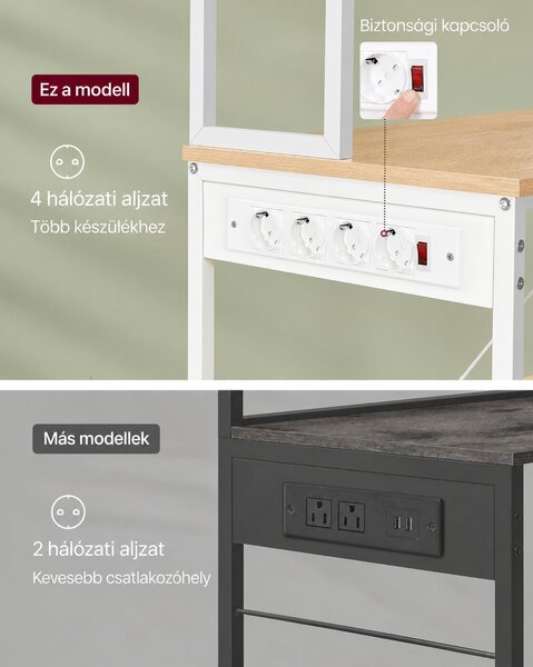 VASAGLE BARNET konyhai állvány 4 konnektorral, 6 szinttel és 6 akasztóval, 80 cm