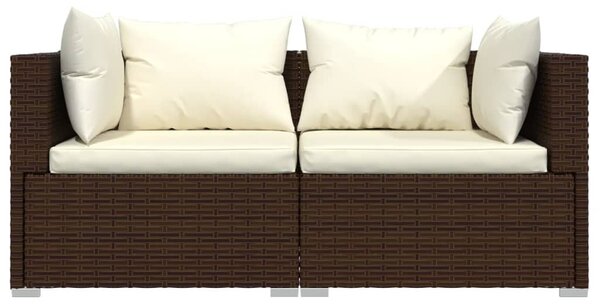 3 részes barna polyrattan kerti ülőgarnitúra párnákkal