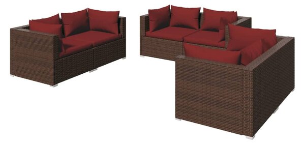 6 részes barna polyrattan kerti ülőgarnitúra párnákkal