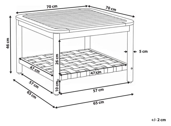 Kerti dohányzóasztal Polccal MILZANO 70 cm 70 cm Akácfa Barna