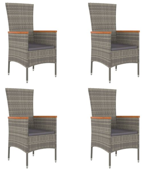 4 db szürke polyrattan kerti szék párnával