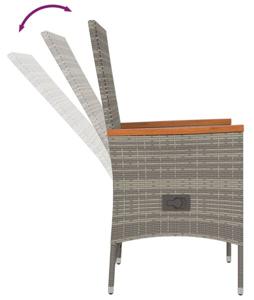 7 részes szürke polyrattan kerti étkezőgarnitúra párnával