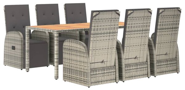 7 részes szürke polyrattan kerti étkezőgarnitúra párnával