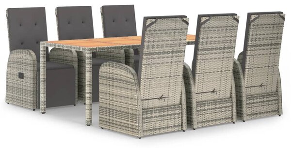 7 részes szürke polyrattan kerti étkezőgarnitúra párnával