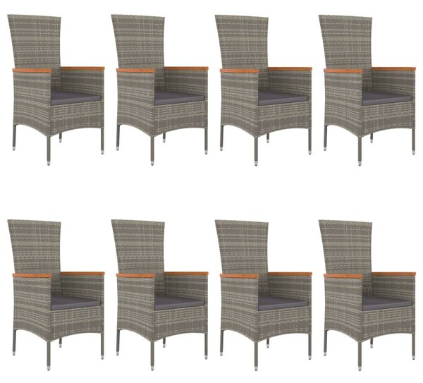 9 részes szürke polyrattan kerti étkezőgarnitúra párnával
