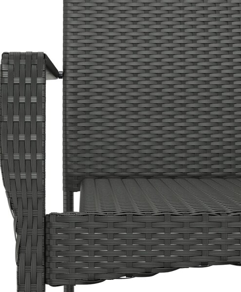 2 db fekete polyrattan kerti szék párnával