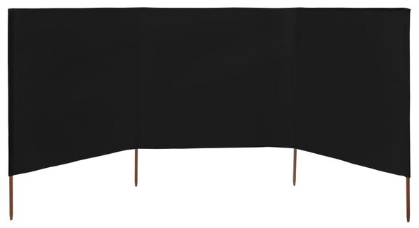 Fekete szövet 3-paneles szélfogó 400 x 120 cm