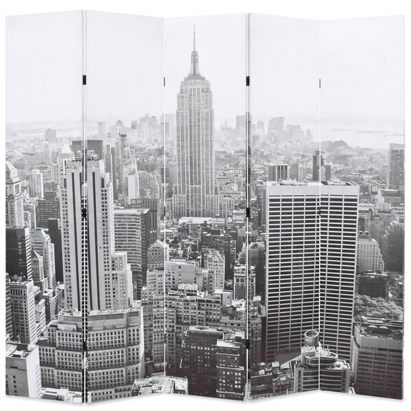 Fekete-fehér New York mintás paraván 200 x 170 cm