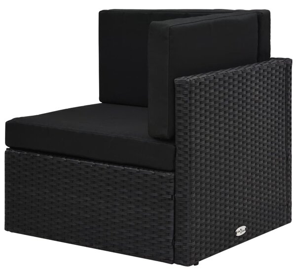 Fekete polyrattan sarokkanapé-elem