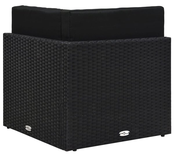 Fekete polyrattan sarokkanapé-elem