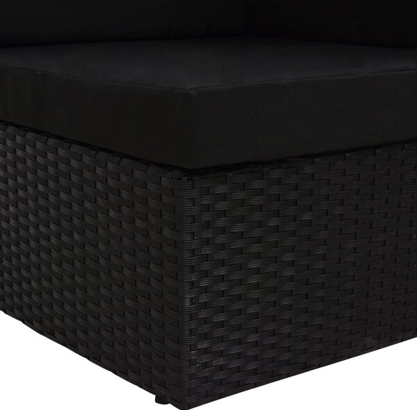 Fekete polyrattan sarokkanapé-elem
