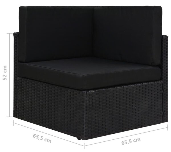 Fekete polyrattan sarokkanapé-elem