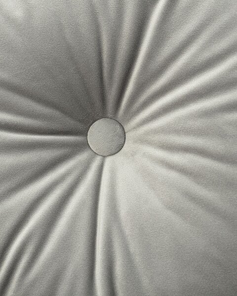 Bársony kerek párna gombbal termék színe szürke szövet fényes, welwet