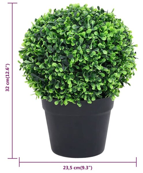 2 db zöld gömbalakú cserepes műpuszpáng 32 cm