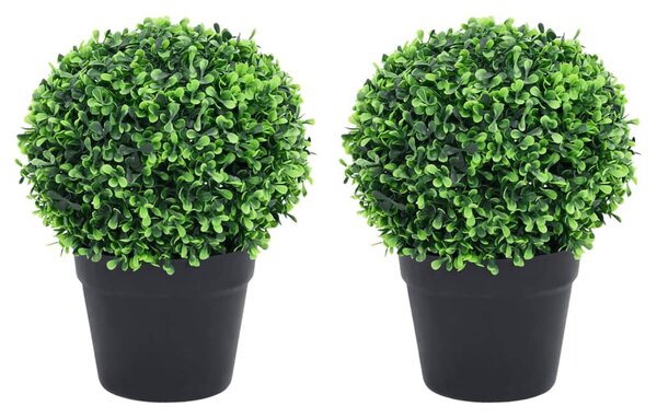 2 db zöld gömbalakú cserepes műpuszpáng 32 cm