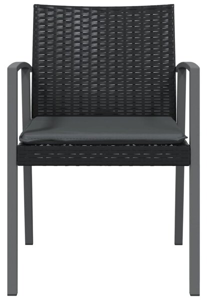 4 db fekete polyrattan kerti szék párnával 56,5x57x83 cm