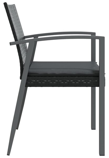 4 db fekete polyrattan kerti szék párnával 56,5x57x83 cm
