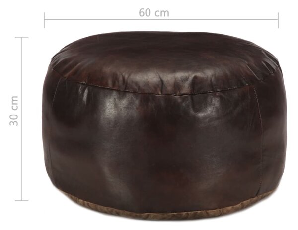 Sötétbarna valódi kecskebőr puff 60 x 30 cm