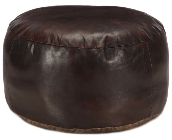 Sötétbarna valódi kecskebőr puff 60 x 30 cm