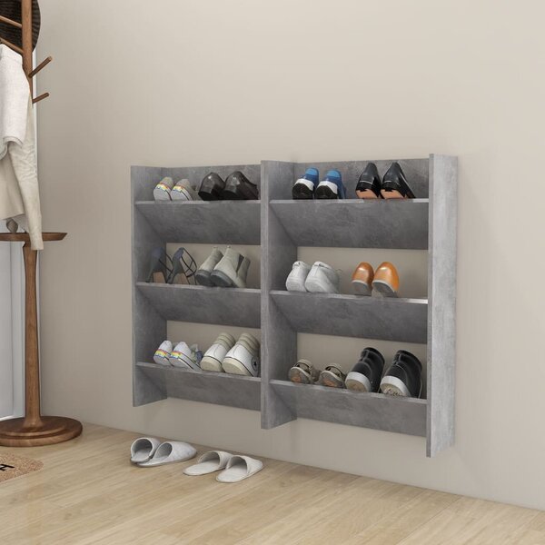 2 db betonszürke fali cipősszekrény 60 x 18 x 90 cm