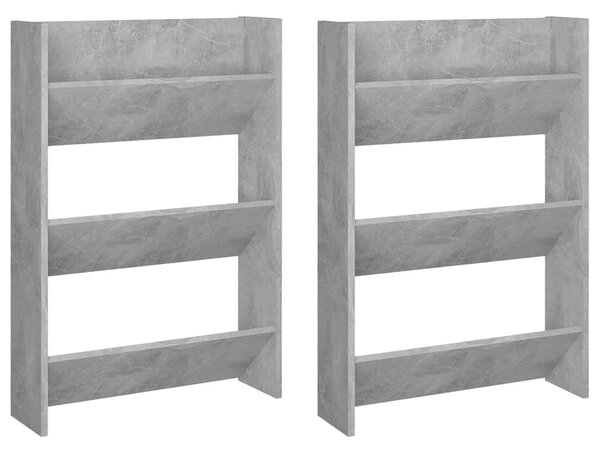2 db betonszürke fali cipősszekrény 60 x 18 x 90 cm