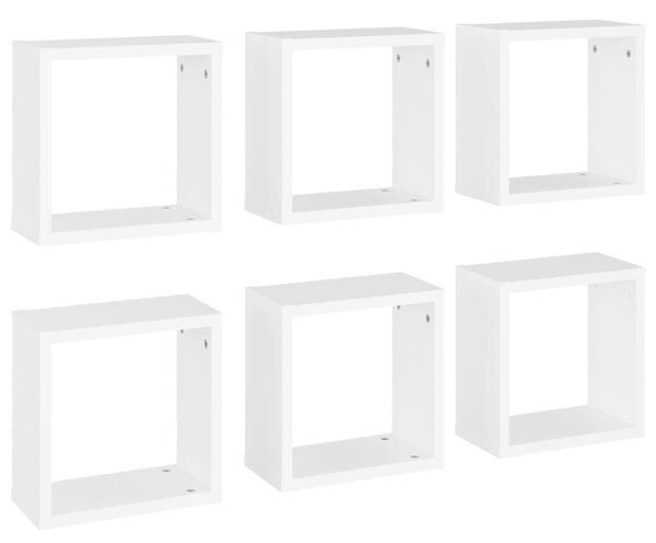 6 db fehér fali kockapolc 30 x 15 x 30 cm