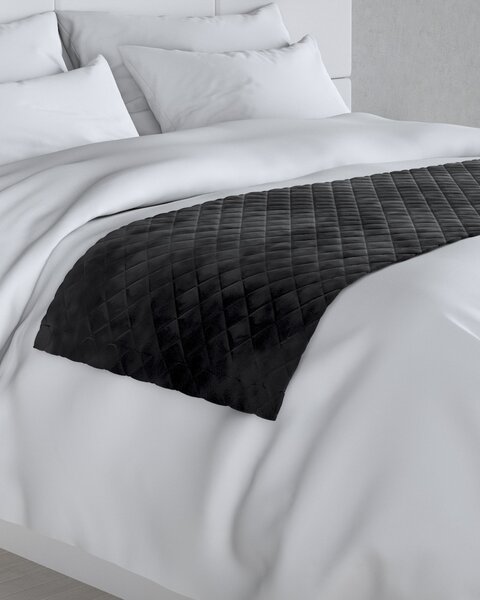 Bársony futó ágytakaró hotel 60x200cm termék színe fekete szövet fényes, welwet