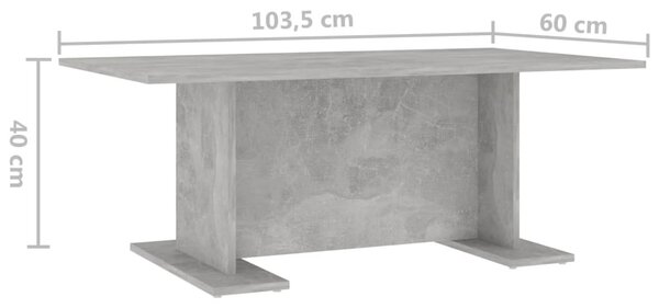 Betonszürke szerelt fa dohányzóasztal 103,5 x 60 x 40 cm