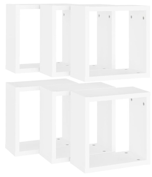 6 db fehér fali kockapolc 30 x 15 x 30 cm