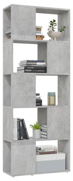 Betonszürke térelválasztó könyvszekrény 60 x 24 x 155 cm
