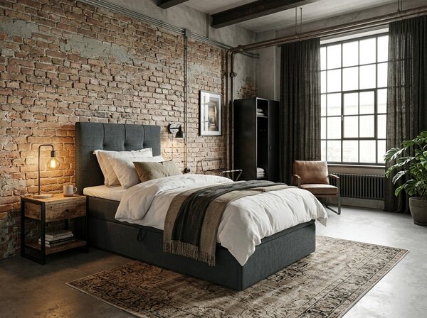 Kárpitozott boxspring ágy DIRELIS VIBE 90x200 cm sötétszürke Matrac: Bonell rugós matrac