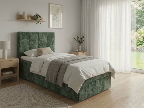 Kárpitozott boxspring ágy DIRELIS VIBE 90x200 cm sötétzöld Matrac: Bonell rugós matrac