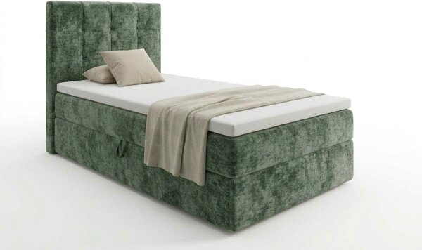 Kárpitozott boxspring ágy DIRELIS VIBE 90x200 cm sötétzöld Matrac: Bonell rugós matrac