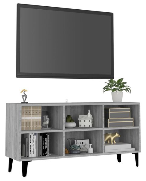 Szürke sonoma színű TV-szekrény fémlábakkal 103,5 x 30 x 50 cm