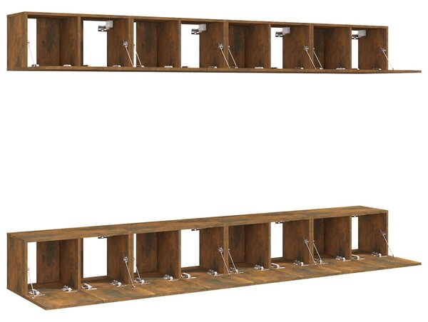 8 db füstös tölgy színű szerelt fa TV-szekrény 60 x 30 x 30 cm